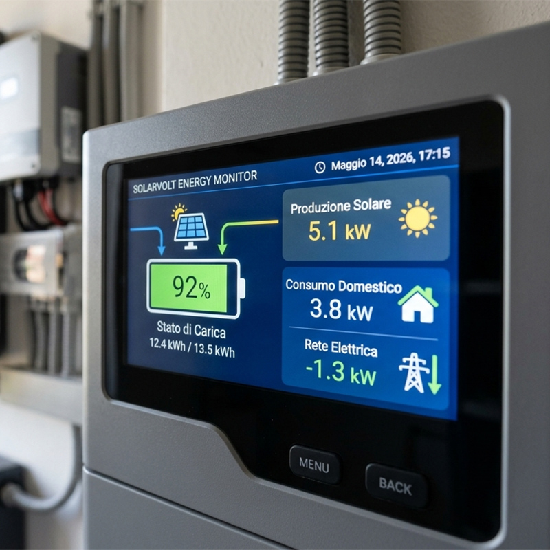 Dettaglio del display di monitoraggio del sistema di accumulo